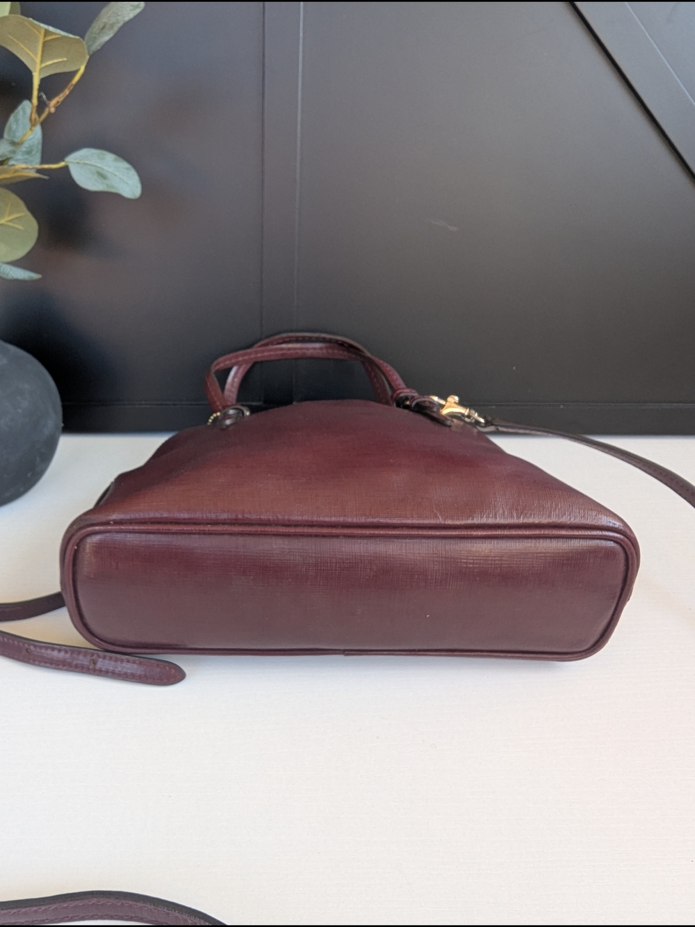 COACH Pebbled Leather Satchel Handbag in Wine - Picture 6 of 12